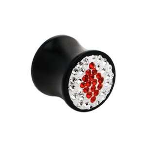   00 Gauge Austrian Crystal Red Diamond Shape Saddle Plug: Jewelry