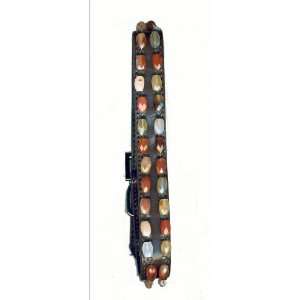  Large Brown Leather Collar with Faceted Carnelian Beads 
