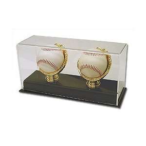    2 Ball Gold Glove Deluxe Baseball Display Case: Sports & Outdoors