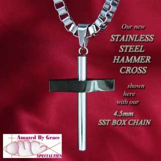 polished black 316l stainless steel hammer cross pendant