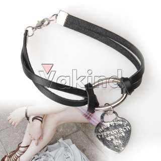 1pcs European Style Heart Love Charm Leather Bracelet  