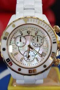 MENS SWISS LEGEND MOTHER OF PEARL WHITE HIGH TECH CERAMIC WATCH
