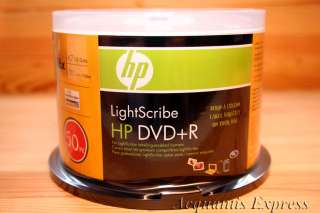 50 HP DVD+R Lightscribe Blank DVD Discs 16X New v.1.2  