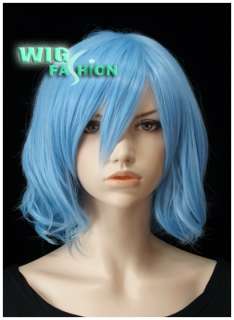 Short Light Blue With Long Bangs Hair Wig MT88  