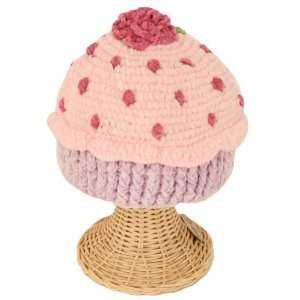   Chenille Pink Cupcake Baby Beanie HandKnit Hat 1~2 Years Baby