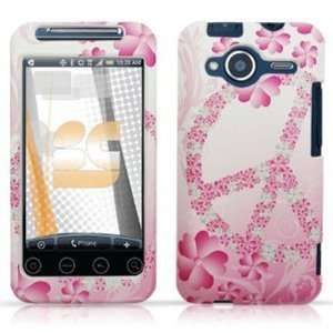  HTC EVO SHIFT 4G PINK PEACE FLOWERS RUBBERIZED CASE Cell 
