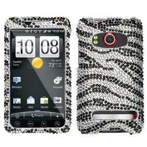   RHINESTONE BLING DESIGN BLACK AND SILVER ZEBRA SNAP ON CASE COVER