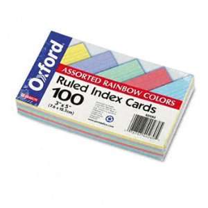  Ruled Index Cards, 3 x 5, Blue/Violet/Canary/Green/Cherry 