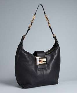 Fendi black leather Forever shoulder bag