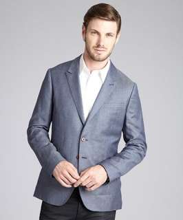 Paul Smith blue chiaro wool linen two button blazer