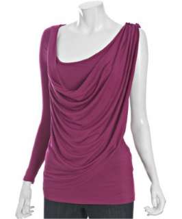 Casual Couture by Green Envelope rose jersey one shoulder drape top 