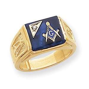   14k Diamond Mens Masonic Ring   Size 10   JewelryWeb: Jewelry