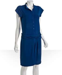 BCBGMAXAZRIA ink matte jersey button front dress  BLUEFLY up to 70% 
