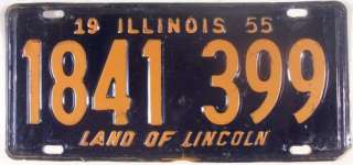 1955 ILLINOIS 1841 399 License Plate x  