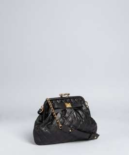Marc Jacobs black quilted leather Stam stud bow shoulder bag