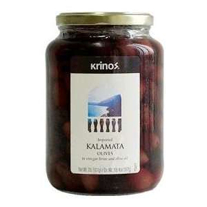 Kalamata Olives (krinos) 2lb JAR, Dr.Wt. Grocery & Gourmet Food