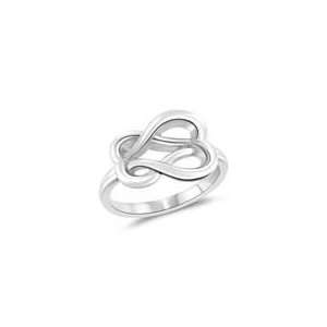  Heart Love Knot Ring in 14K White Gold 5.0 Jewelry