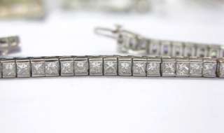 18Kt Princess Cut Diamond Tennis Bracelet WG 8.26CT  