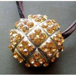  Crystal Quartz Inlaid Alloy Metal Pendant Necklace 