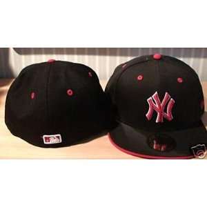 New York Yankees Black Custom New Era Hat Cap 7 1/8 MLB   Mens MLB 