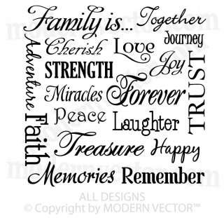 Picture Collage Words Vinyl Wall Quote Decals FAMILY IS  