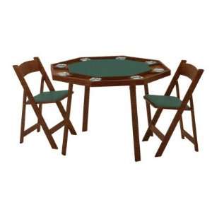  Kestell Ranch Oak Compact Folding Poker Table with Green 