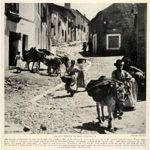  1928 Print Spain Old Streets Mules Children Natives Spanish 