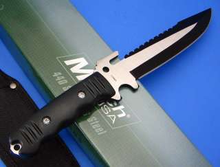   black Blade Full Tang Rescue Tactical Glass Breaker Fixed Knife  