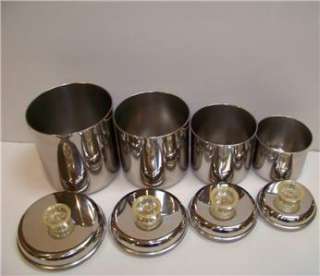 VINTAGE 1950s STAINLESS STEEL REVERE WARE TEL U TOP 8pc CANISTER SET 