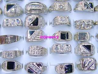 wholesale 100pcs rhinestone silver tone mens rings  