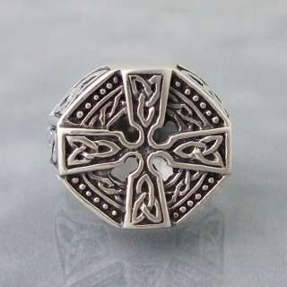 Huge Mens Celtic Knot Cross .925 Silver Ring 11  
