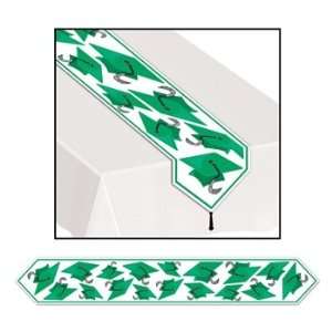  Printed Grad Cap Table Runner (green) Party Accessory (1 