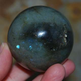 52mm FLASHY LABRADORITE SPHERE Crystal Ball w/ Hematite Ring 