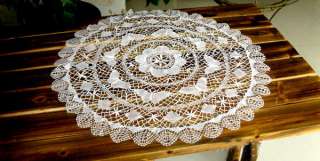   Handmade bobbin lace White Round Table Cloth 30 butterfly  