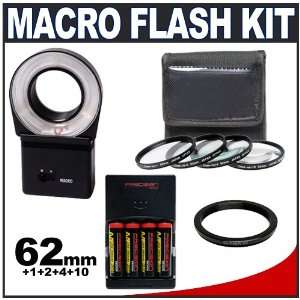 Cobra Macro Close up Ring Light Flash + Batteries & Charger + 62mm 