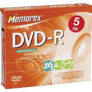 Memorex 4.7Gb/16x DVD R (5 Pack Slim Case)