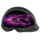 PURPLE BLACKOUT EAGLE Fire Half Motorcycle Helmet Shorty M Medium