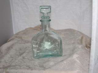TINTED GREEN BRANDY/COGNAC/SCOTCH/WHISKEY BOTTLE JAR WITH CLEAR RUBBER 