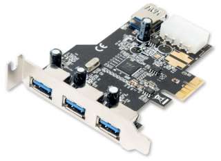 USB 3.0 PCI Express Card, 3+1 Ports, Power Connector, free Low Profile 