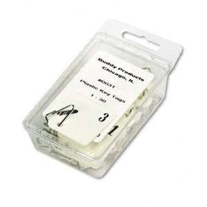   Replacement Key Tags, Plastic, White, 30 per Pack