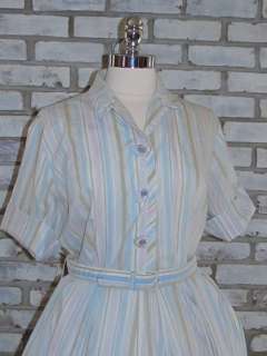 Vtg 50s 1960s KAY WINDSOR Shirtwaist DAY Dress + BELT Full Skirt M(11 