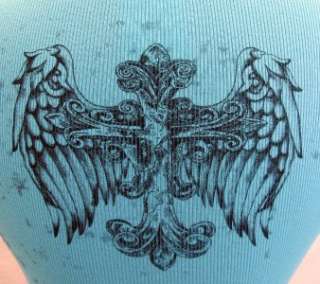 VOCAL Aqua Turquoise Shirt Gothic Cross Tank Top NEW  