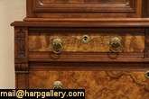 Eastlake Carved Walnut & Burl 1870 Antique Bookcase  