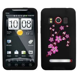   Flowers Rubber SILICONE Skin Soft Gel Case Cover Sprint HTC EVO 4G