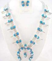 ZUNI Indian Effie C Turquoise Squash Blossom Necklace  