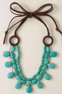 NEW Stella & Dot Cortez Turquoise & Suede Celebrity Beach Necklace RRP 