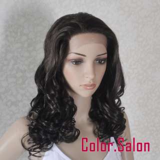 HAND TIED Synthetic Hair LACE FRONT FULL WIGS GLUELESS Dark Brown 21#4 