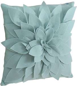 Sara Flower Garden Petal Decorative Throw PIllow 17 Square Aqua Blue 