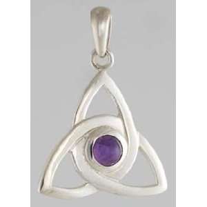 Sterling Silver Triquetra Amethyst Pendant Necklace Charm Wicca Wiccan 