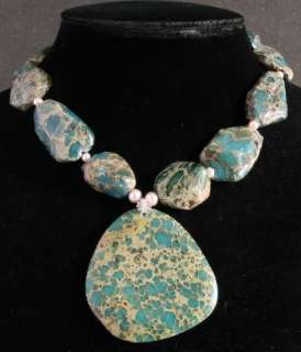 AMAZING STUNNING NATURAL GOLD VEIN TURQUOISE NECKLACE  